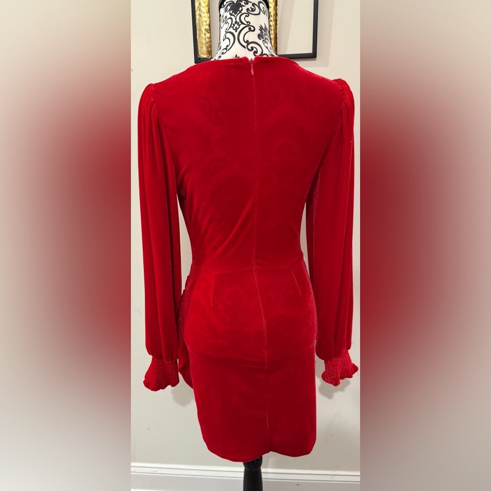 Aura Red Velvet Dress - Picture 6 of 8